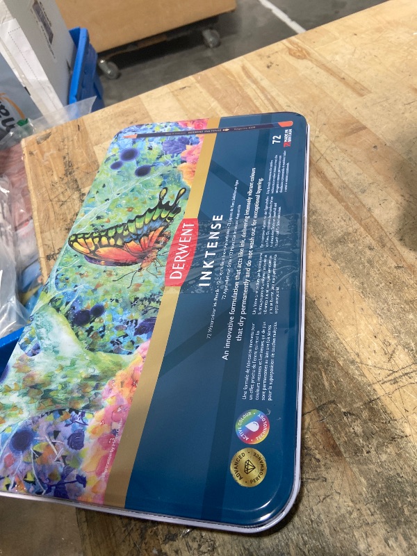 Photo 1 of **ITEMS FACTORY SEALED** Derwent Coloured Pencils, Inktense Ink Pencils, Drawing, Art, Metal Tin, 72 Count (2301843)