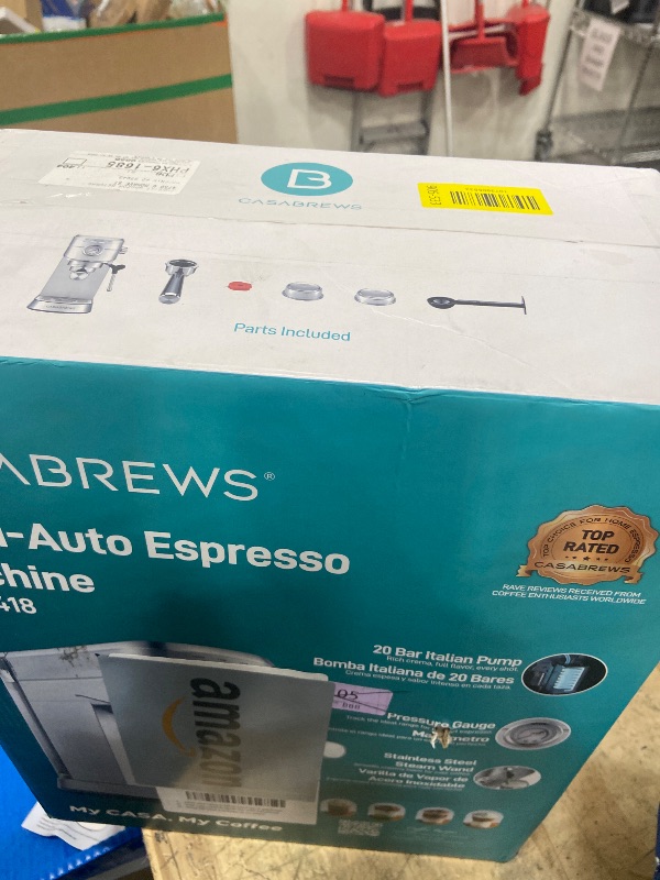 Photo 1 of **FACTORY SEALED** CASABREWS CM5418 Espresso Machine 20 Bar, Compact Espresso Maker with Steam Milk Frother, Stainless Steel Coffee Machine with 34oz Removable Water Tank for Cappuccino, Small Latte Machine, Silver