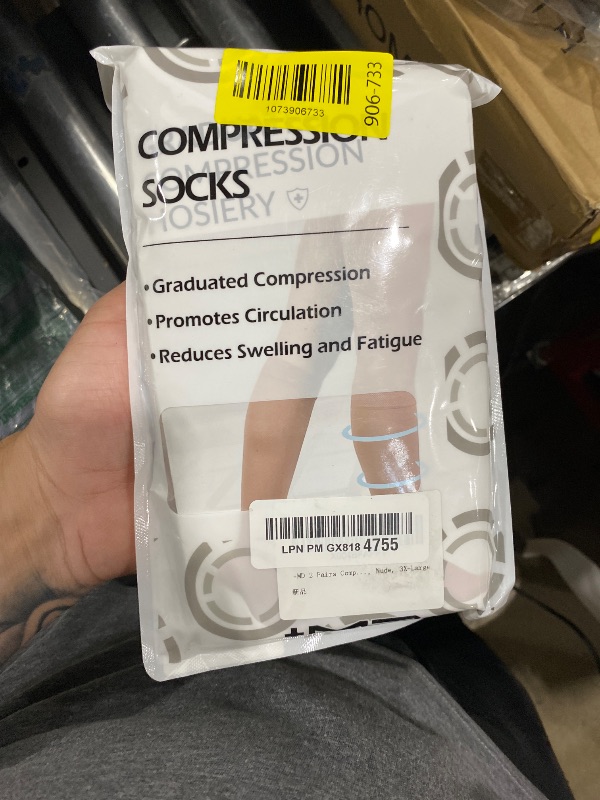 Photo 1 of +MD 2 Pairs Medical Compression Socks for Women & Men, Knee High Open Toe Stockings, Circulation Support & Comfort Hose Nude, 3X-Large