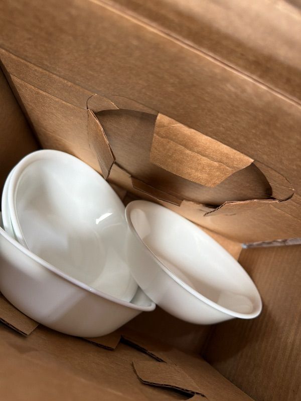Photo 1 of **MISSING SOME**Corelle Vitrelle 18-Piece Service for 6 Dinnerware Set Triple Layer Glass and Chip Resistant, Lightweight Round Plates and Bowls Set, Winter Frost White