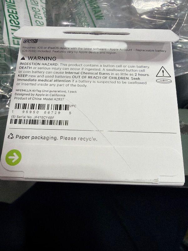 Photo 1 of **FACTORY SEALED** Apple AirTag (2nd Generation): Tracker for Keychain, Wallet, and More; Locator with Sound; Simple One-Tap Setup with iPhone or iPad; Key Finder with up to 1.5X Precision Finding Range