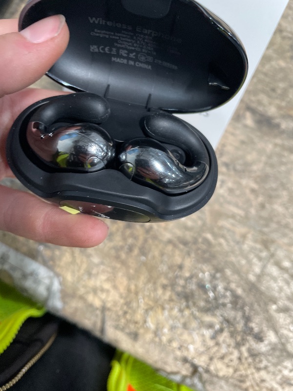 Photo 1 of ***MISSING PARTS***
Boytond Ultra Open Ear Earbuds - Ergonomic Clip-On Earbuds, Bone Conduction Over-The-Ear Headphones with Waterproof Design and Secure Fit for Small Ears, Mirror Black