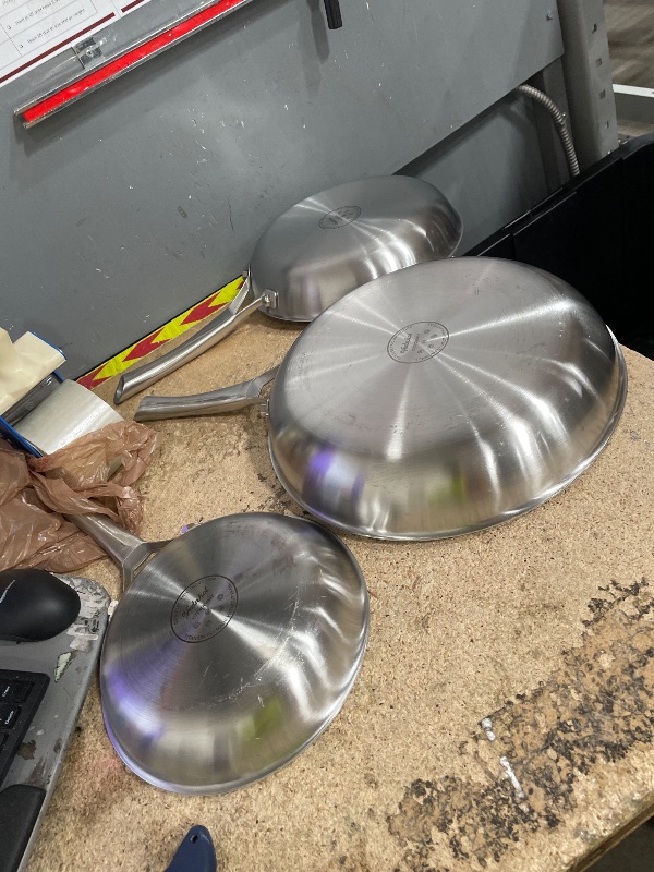 Photo 1 of *MISSING LIDS* VEDNHOL Titanium Pans set with 2Lids,8+10+12Inch Pure Titanium Hammered Upgarde Pro Non-Toxic Skillet for Cooking, PFAS/PFOA/PTFE Free Cookware, Dishwasher&Oven Safe, Kitchen Induction Compatible