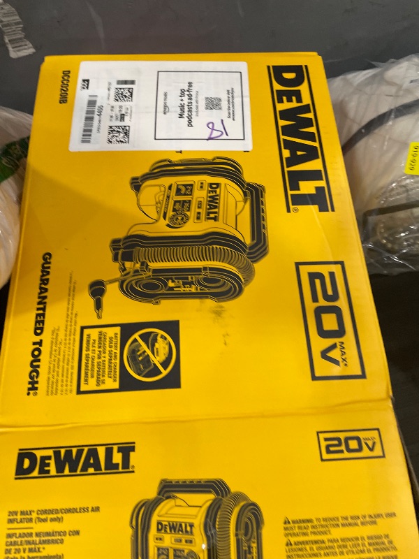 Photo 1 of **Parts Only*** DEWALT Tire Inflator Portable Air Compressor 20V MAX, Car Air Pump with Automatic Shut Off, LED Light, Tool Only (DCC020IB)