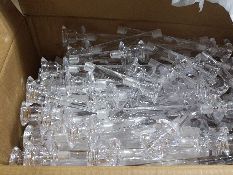 Photo 1 of 10Pcs Acrylic Candelabra Centerpieces for Wedding,5 Arm Clear Candelabra Table Centerpiece Acrylic Candle Stick Holders with Removable Lampshade for Party Easter Fireplace Decor Fit 0.8 LED Candle