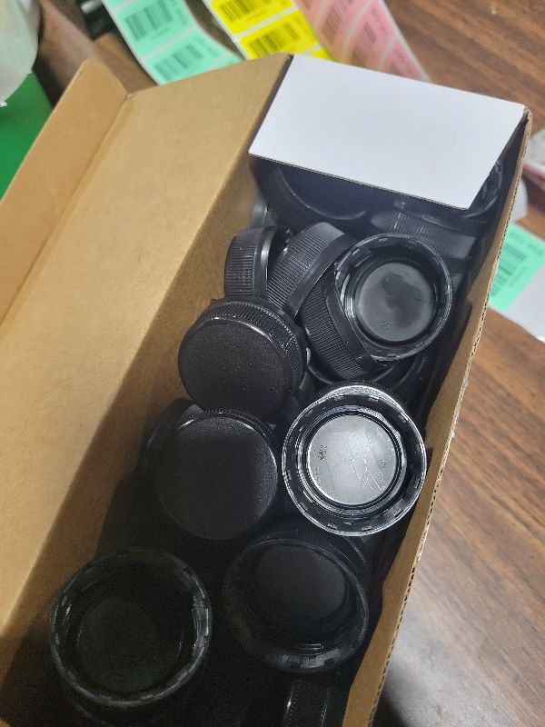 View 3 of 100 Pcs Caps for Empty Juice Bottles, Tamper Seal Lids 38 mm Plastic Bottle Caps Container Lids Bottle Caps for Crafts DIY, 4, 8,12, 16, and 32 oz Container(Black)