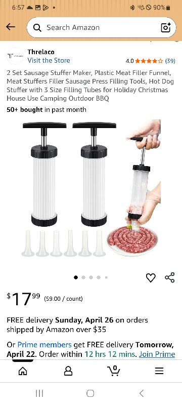 Photo 1 of 2 Set Sausage Stuffer Maker, Plastic Meat Filler Funnel, Meat Stuffers Filler Sausage Press Filling Tools, Hot Dog Stuffer with 3 Size Filling Tubes for Holiday Christmas House Use Camping Outdoor BBQ