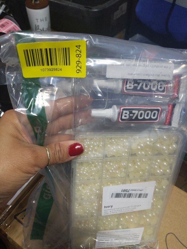 Photo 1 of 10000Pcs Ivory Flatback Pearls with Glue Kit for Bedazzling Crafts Crafting Shoes Nail Art Decoration, Mixed Sizes 2mm 3mm 4mm 5mm 6mm 8mm 10mm Beige Half Round Flat Back Pearls Beads Set