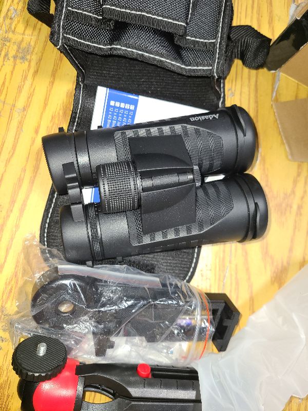 Photo 1 of 12x42 HD Binoculars for Adults High Powered with Phone Adapter and Tripod, Super Bright BAK4 Prism Waterproof Binoculars for Bird Watching Hunting Hiking Safari Travel Sports