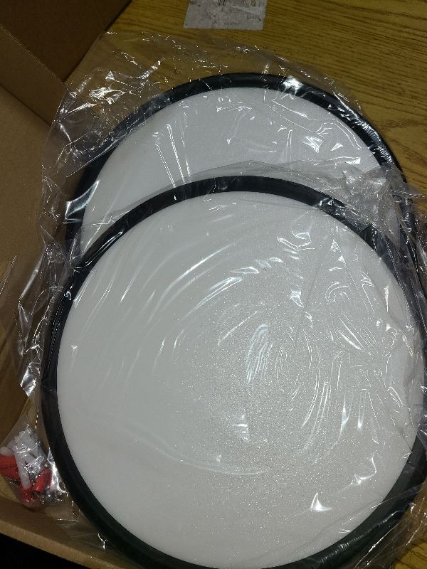Photo 1 of 2 Pack 12 Inch Dimmable LED Flush Mount Ceiling Light Fixture 28W 3200LM 5 Color Temperature in One Super Slim Round Ceiling Lamp Low Profile Ceiling Lights for Living Bedroom Kitchen Laundry Black
