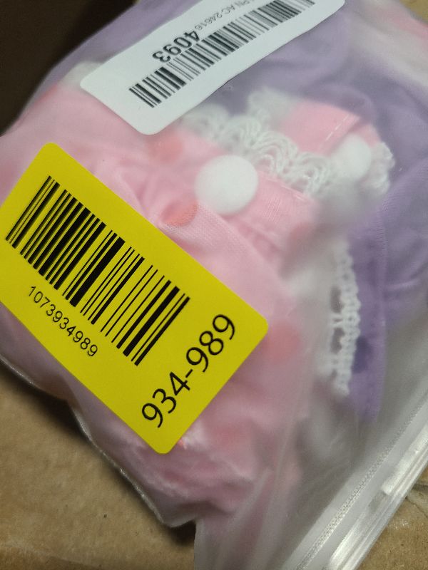 Photo 1 of 2 Pieces Washable Female Diapers with Suspender Comfort Reusable Doggy Diapers Reusable Puppy Sanitary Panties Dog Underwear Diaper for Small Girl Dogs in Period Heat (Pink&Purple,L)