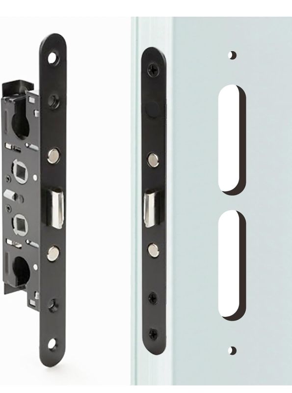 Photo 1 of 2 Point Bolt Mortise Lock Replacement Fits for Pella Storm Doors ONLY, 2-1/2" Handle PZ, 7/8" Backset, 7-1/4" Faceplate Screw Hole Centers, Bolts Spaced at 2-1/2", Non-Handed, Black