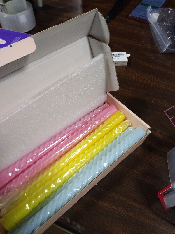 Photo 1 of 10 Inch Cream Spiral Taper Candles for Home Decoration, 12 Pack Candy-Color Candlesticks for Dinner Party Wedding Holiday