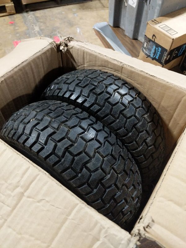 Photo 1 of 2-Pack 13x5.00-6 Front Tire and Wheel Assembly For Riding Lawnmower with 3"-6"Centered Hub,3/4'' or 5/8''Sintered iron Bushing.Turf Tread. (13 x 5.00-6 Flat Free,Turf Tread)
