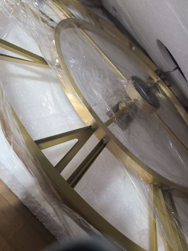 Photo 1 of 1st owned Large Wall Clock Metal Retro Roman Numeral Clock, Modern Round Wall Clocks Almost Silent, Easy to Read for Living Room/Home/Kitchen/Bedroom/Office/School Decor (Gold, 24 Inch)