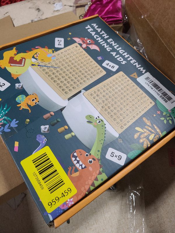 Photo 1 of 2 in 1 Multiplication Addition Math Board Game for Kids - Wooden Montessori Math Toys for Girls Boys 4 5 6 7 8 9 Years Old Wood Double Sided Board Table Dice Card Games for Family