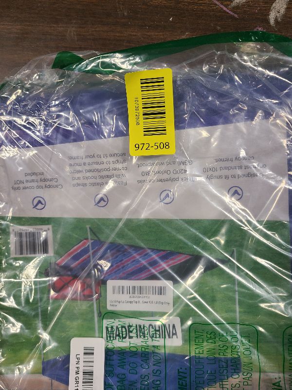 Photo 1 of 10x10 Pop Up Canopy Top Replacement Cover 120 inches (Top Only)
