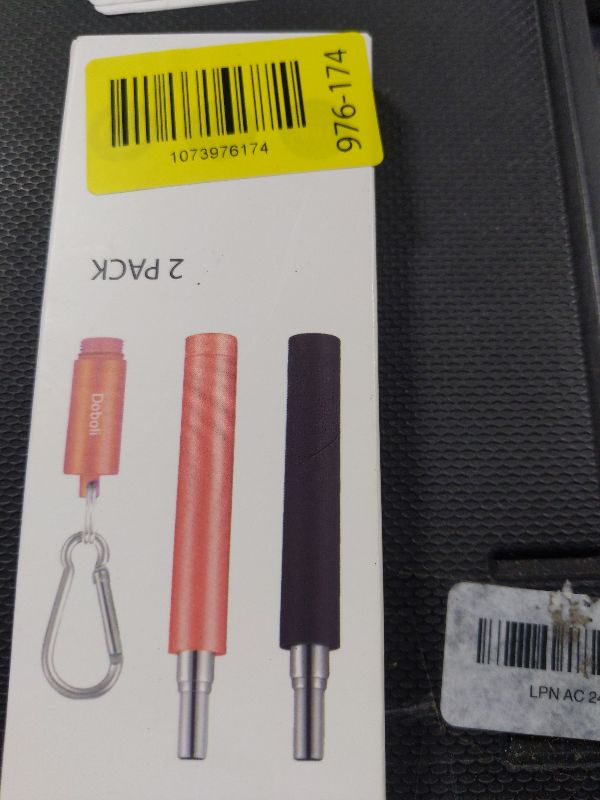 Photo 1 of 2 Pack Reusable Metal Straws Collapsible Stainless Steel Drinking Straw Travel Portable Telescopic Straw with Case for Cruise Ship Essentials Black/Rose Gold