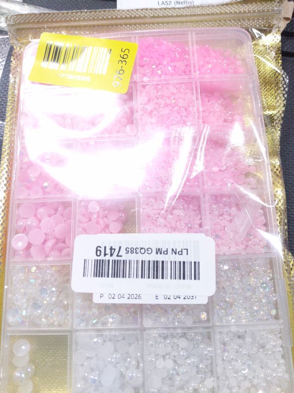 Photo 1 of 14000PCS Flatback Pearls and Pink Rhinestones for Bedazzling Kit, Pink White Mixed Size 3-8mm Resin Rhinestones and Half Pearls Gems for Crafting, Nail Art and Grad Cap Decoration