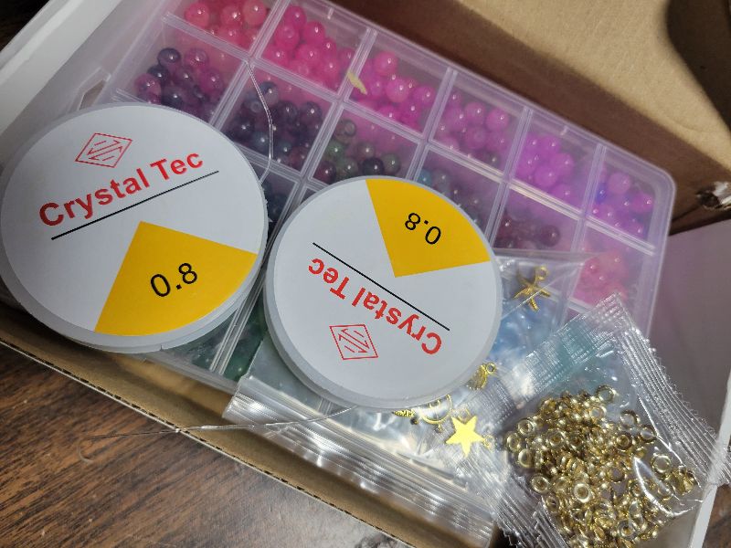 Photo 1 of ?2 Pack? More Than 1300PCS Round Glass Beads for Jewelry Making,48 Colors 8mm Crystal Beads for Bracelets Jewelry Making and DIY Crafts, 2 Box Round Beads Suitable for Beginners. (Solid+Printing)