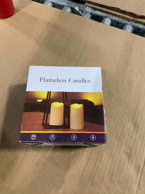 Photo 1 of *** missing remote control**** Homemory 6"x3" Outdoor Waterproof Flameless Candles, LED Candles, Battery Operated Candles with Remote and Timers, Electric Fake Plastic Pillar Candles, Ivory White, Set of 2