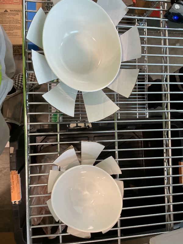 Photo 1 of ** 2 Tier Serving Bowls Set - Microwave & Dishwasher Safe Stoneware Fruit Bowl with Collapsible Gold Metal Stand - Bowls for Kitchen, Dinner Parties, Desserts, Chip and Dip & Side Dishes (White)