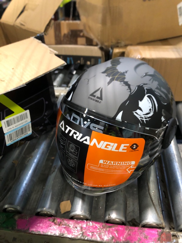 Photo 1 of ** DAMAGED ** XXL TRIANGLE Convertible Full Face Motorcycle Helmet DOT Approved for Men Women, Multi-Configuration 3/4 Open Face Street Bike Helmet with Internal Tinted Sunshield, Includes Storage Bag