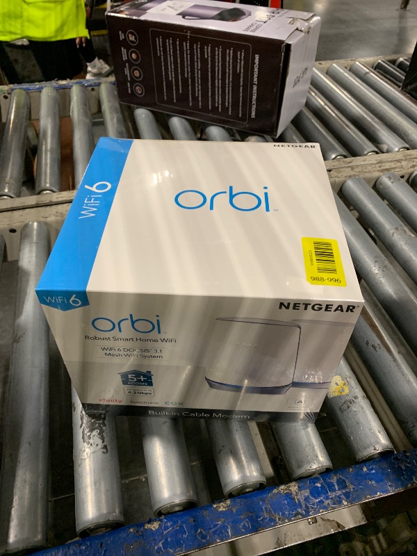 Photo 1 of ***factory-sealed** NETGEAR Orbi Cable Modem Router Combo Mesh System (CBK752) DOCSIS 3.1 – AX4200 WiFi 6 (4.2 Gbps) – Certified with Xfinity (up to 900Mbps, Spectrum & Cox (up to 1Gbps) – Covers 5,000 sq.ft.