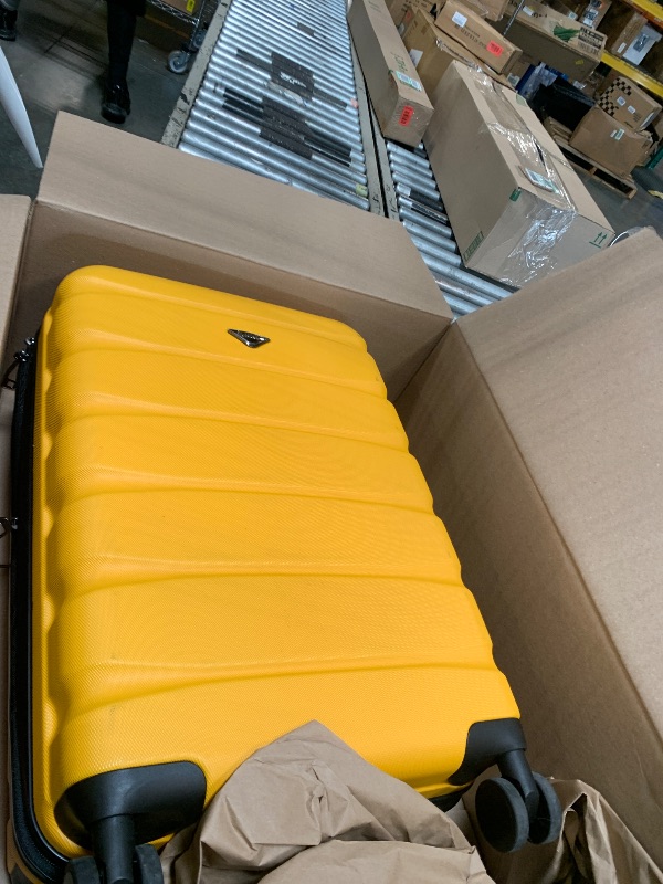 Photo 1 of ***FINALSALE NO RETURN. LOCKED*** Flight Knight 24x16x10 Expandable Carry On Suitcase Hardside TSA Lock USB C Lightweight Luggage Silent Double Spinner Wheels Maximum Overhead Carry-On Bag For Virgin South West Approved Yellow