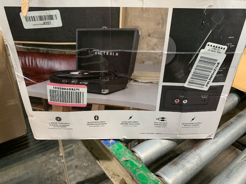 Photo 1 of *** MISSING CORD ***Victrola Journey Bluetooth Portable Suitcase Record Player – with Built-in Speakers, 3 Speed Vinyl Record Player, RCA Out, Headphone Jack (Black)