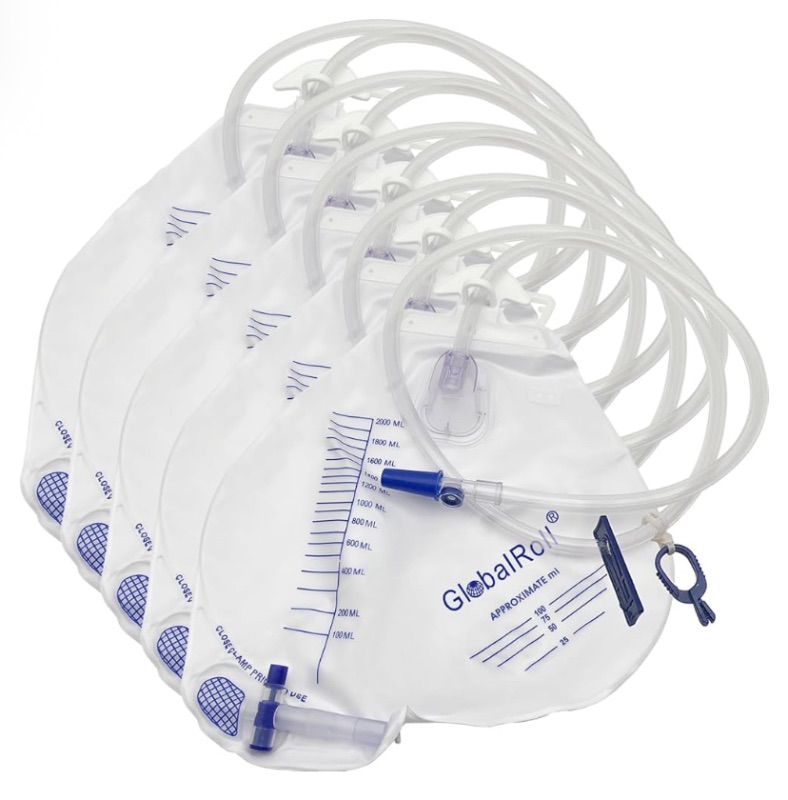 Photo 1 of ***SIMILAR IMAGEN*** Urinary Drainage Bag with Anti-Reflux Chamber, Urine Bag with 2000 mL Volume, 48" Drainage Tube, Clips and Hanging Hook, Professional Urinary Bag for Home and Hospitals Health Aids, 5 Pack
