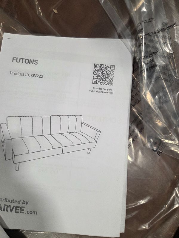 Photo 1 of ***BROWN/NOT EXACT TO STOCK IMAGE*** Garvee 75.5'' Convertible Futon Sofa Bed, 3-Seater Loveseat with Adjustable Backrest, Wooden Frame, Vertical Stripe Linen Fabric, Sleeper Couch for for Living Room, Bedroom, Apartment, Grey