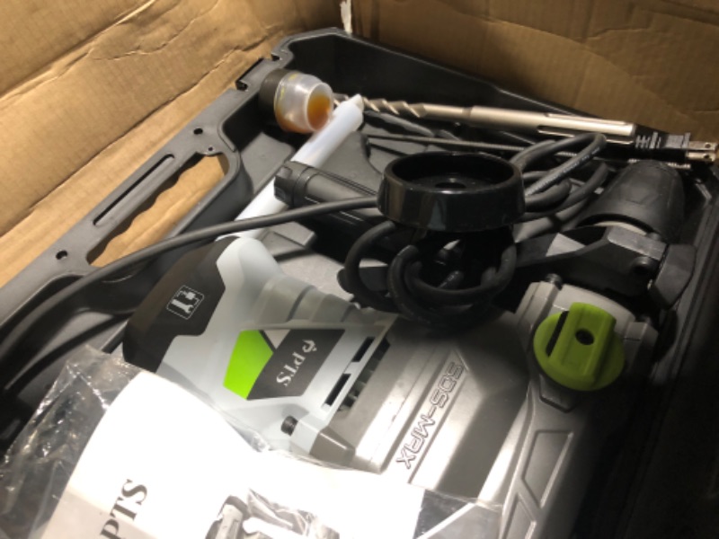 Photo 1 of *** minor damage *** PTS 1-9/16 Inch SDS-Max Rotary Hammer, 13.5 Amp Heavy Duty 3 Functions Corded Concrete Demolition Hammer, w/Vibration Control & Safety Clutch, Includes Drill Bits, Chisels, Carrying Case (Green)