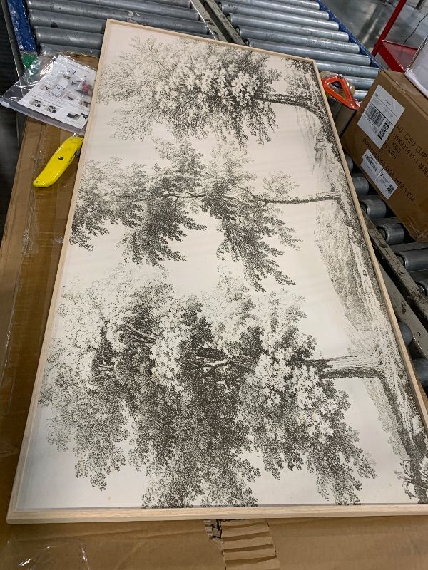 Photo 1 of ***The back part is a bit sensitive; look at the photo*****VIYYIEA Large Framed Canvas Wall Art, 20x40in, Sketch Forest Tree Art Painting for Living Room Bedroom Office, Above of Bed Neutral Retro Vintage Nature Decor, Big Horizontal Artwork