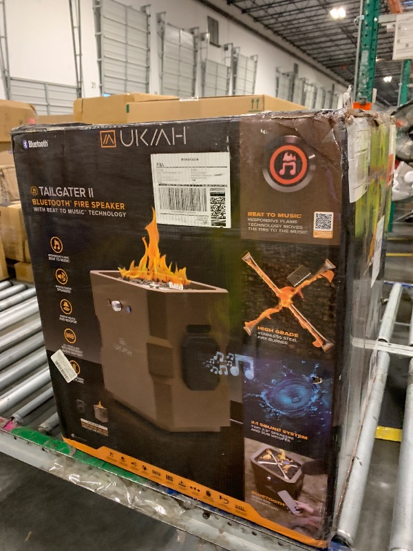Photo 1 of ****CHECKED 7/11 - AS IS/NO RETURNS - SALE FINAL - FOR PARTS ONLY****Onlyfire Tailgater II Music Fire Fit Table by Beat Fire to Music Technology - Portable Brown Camping Fire Pit with Stainless Steel Burner, Lava Rock & Built-in Entertainment Sound Syste