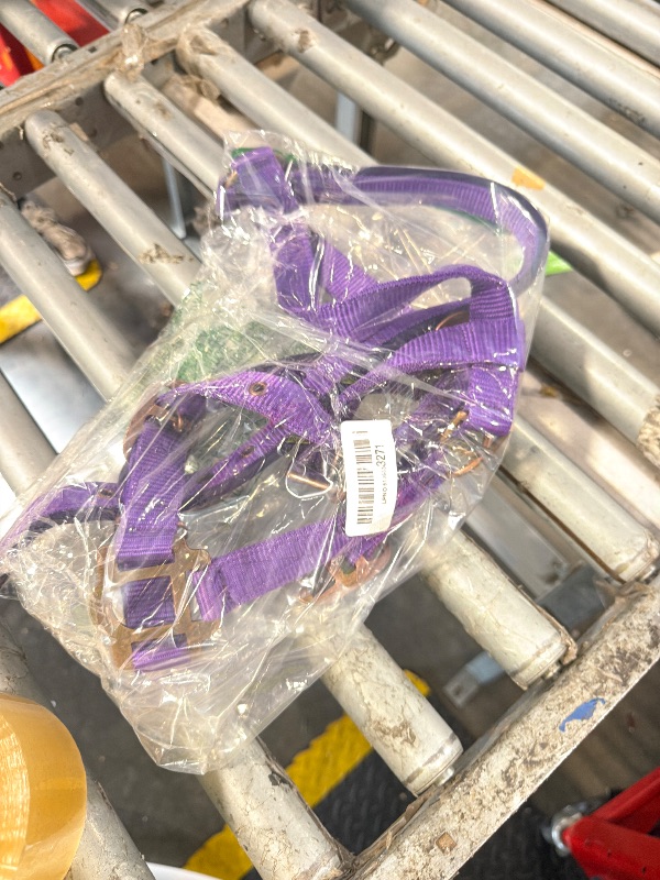 Photo 1 of *** broken buckle and missing lead rope **** Tough1 Padded Horse Halter with Antique Hardware and Lead Rope - Purple