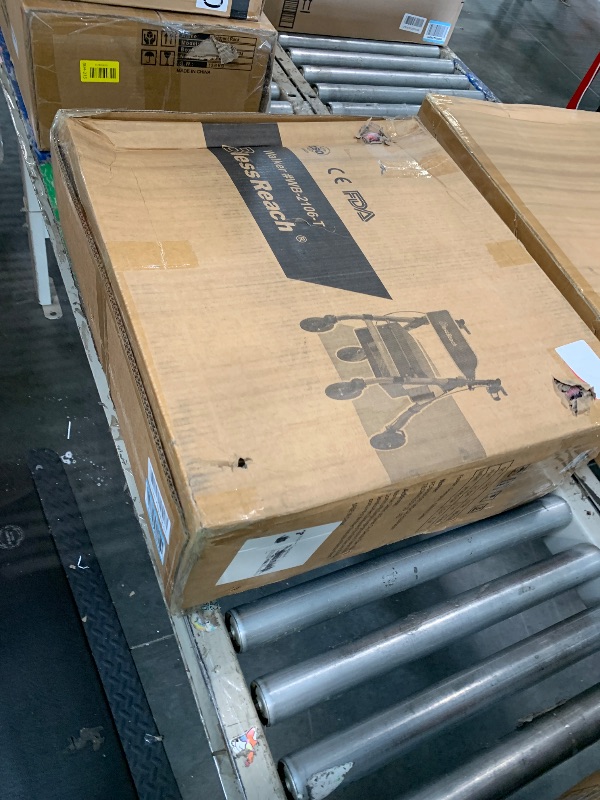 Photo 1 of ***MISSING BRAKES*** BlessReach Foldable Rollator Walkers with Seat for Seniors, 450 lb Capacity, 8'' Wheels, 18" Big Seat, 6-Position Adjustable Height, Heavy-Duty Aluminum Rolling Walker (Blue)
