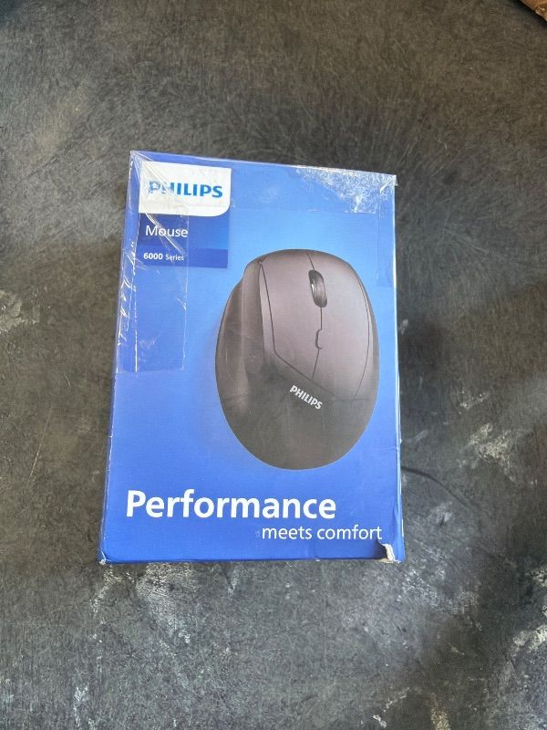 Photo 1 of ***MISSING BLUETOOTH DONGLE*** ***DOES NOT WORK*** PHILIPS SPK7628 Ergonomic Mouse - Vertical Mouse with 800/1200/1600 Adjustable DPI, 6 Silent Buttons Design for S/M Hands, Auto Power Saving, Light Weight, 2.4GHz Wireless Mouse for Laptop, Desktop,PC
**U