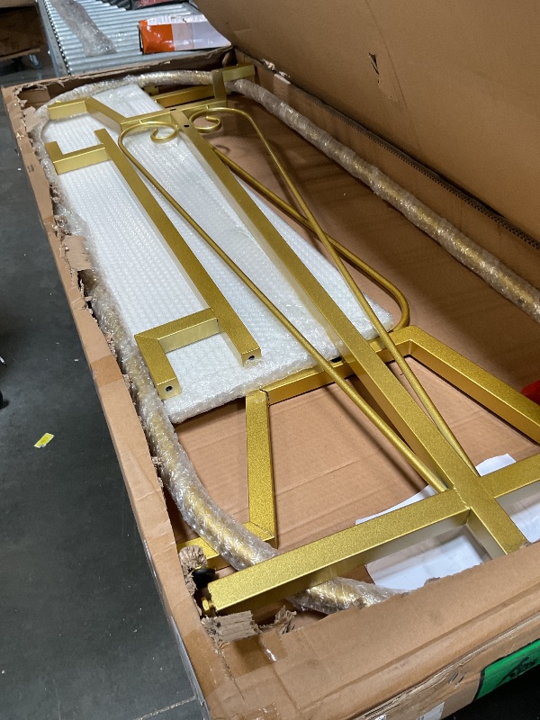 View 3 of ****CHECKED 7/11 - AS IS/NO RETURNS - SALE FINAL - FOR PARTS ONLY****SPTZQURY Round Clothing Rack, Commercial Floor Standing Clothes Hanging Rack, Oval Iron Clothing Hanging Rack, for Bedrooms Hanging Apparel, Boutiques Display, Laundry Room (Gold)