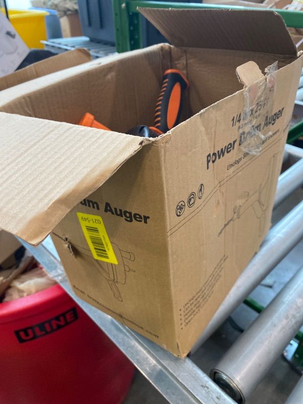 Photo 1 of [MISSING PARTS] Drain Auger, Clog Remover with Drill Adapter, 25 Feet Flexible Plumbing Snake Use Manually or Powered for Kitchen, Bathroom and Shower Sink, Comes with Gloves (orange)