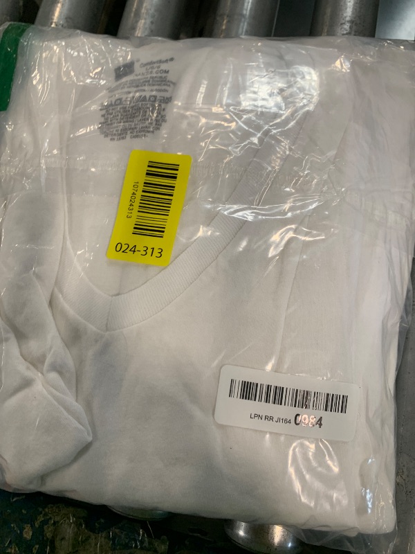 View 2 of ***6 SHIRTS*** Hanes Mens Cotton, Moisture-wicking V-neck Tee Undershirts, Multiple Packs And Colors, White, Large US