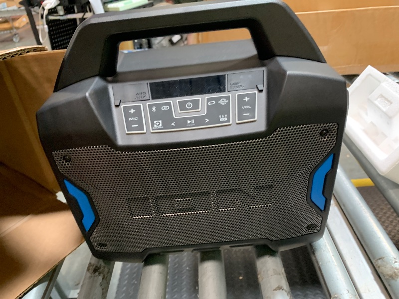 Photo 1 of [Missing Charger Cord] ION Tailgater Boom - Outdoor Portable Bluetooth Speaker with Mic in, FM Radio, USB Port, Battery, IPX5 Water-Resistant, Wireless Stereo-Link, App, 60W