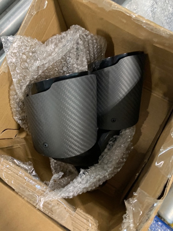 Photo 1 of ** only one ***LCGP 2 Pack Carbon Fiber Exhaust Tip 2.5" Inlet to Dual 3.5" Outlet 9.8" Long Black Stainless Steel Y Pipe Tailpipe tip