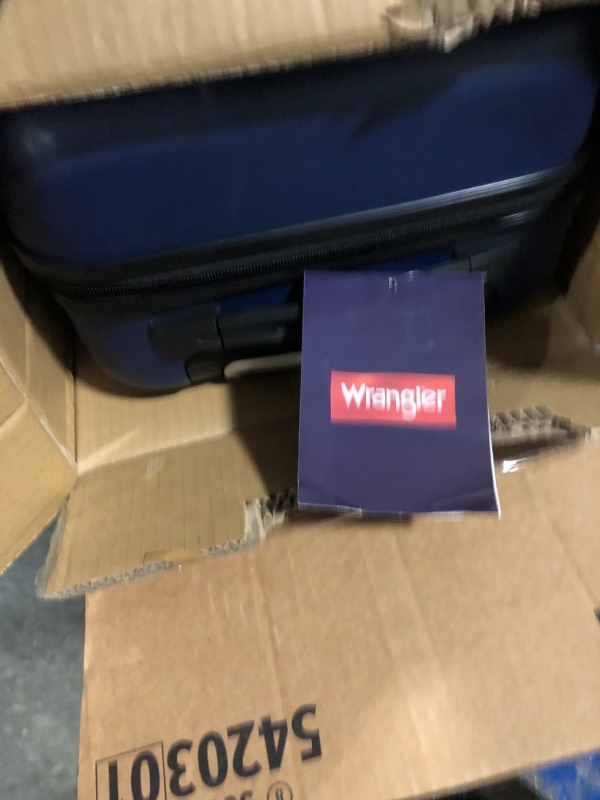 Photo 1 of ***BROKEN** Wrangler Smart Spinner Hardside Luggage, 2 Piece Set, Navy Blue