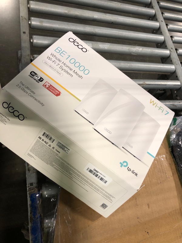 Photo 1 of ** USED** TP-Link Deco 7 Pro BE63 Tri-Band WiFi 7 BE10000 Whole Home Mesh System - 6-Stream 10 Gbps, 4x2.5G Ports Wired Backhaul, 4X Smart Internal Antennas, VPN, HomeShield, Free Expert Support (3-Pack)