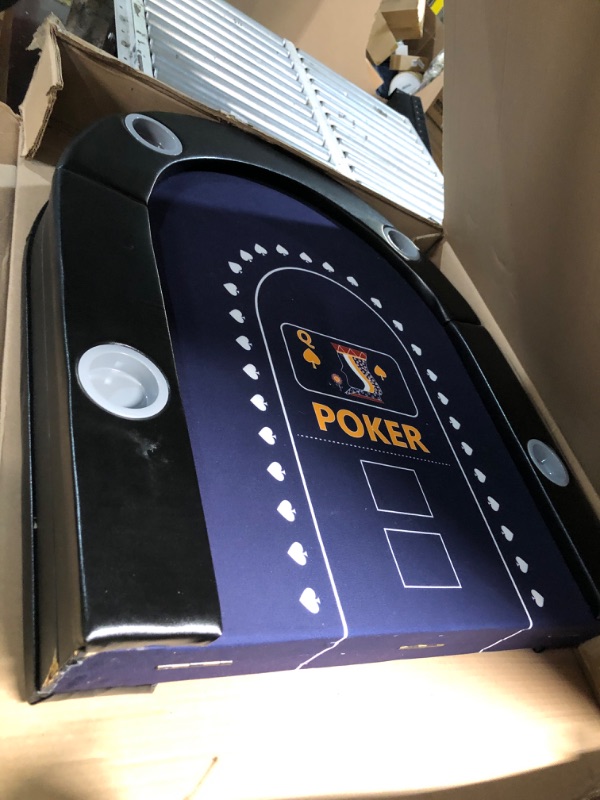 Photo 1 of ***DAMAGED - SEE NOTES/PICTURES*** RAYKEEP 71" Foldable Poker Table for 8 Players, Professional Texas Hold'em Casino Table with Padded Rails& Cup Holders, Casino-Grade Felt Folding Game Table for Blackjack, Home, Parties, Game Nights