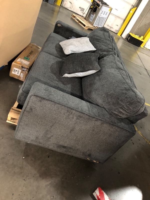 Photo 1 of ***DAMAGED - SEE NOTES/PICTURES*** Signature Design by Ashley Altari Modern Queen Sofa Sleeper with 2 Accent Pillows, Dark Gray