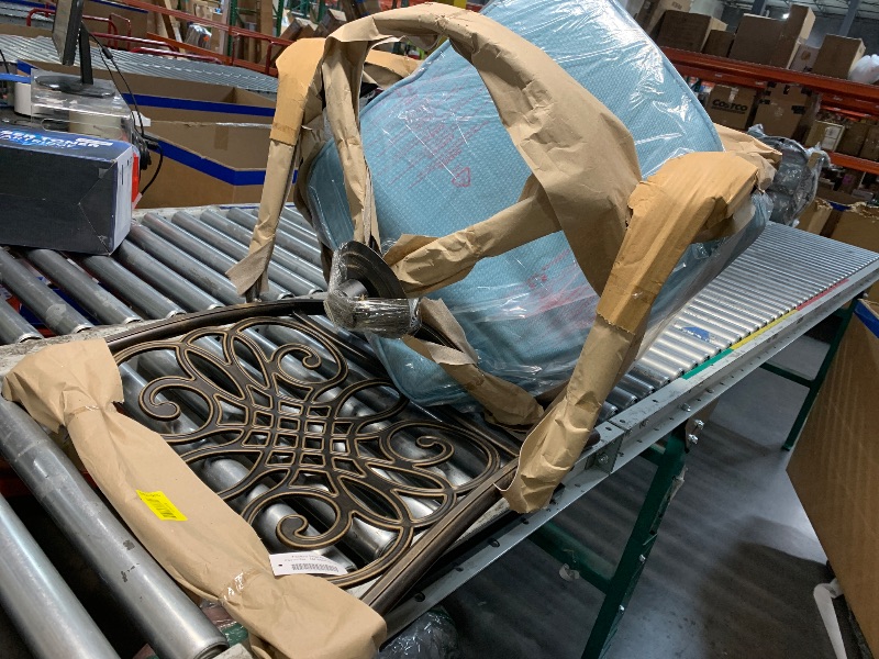 Photo 1 of ***PARTIAL SET - PRICE ADJUSTED*** Set of 1 Cast Aluminum Outdoor Patio Swivel Dining Chair with Blue Cushion
