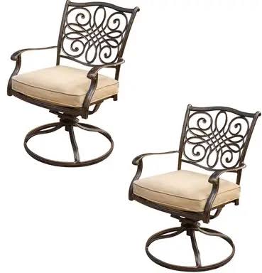 Photo 1 of ***PARTIAL SET - PRICE ADJUSTED*** Set of 1 Cast Aluminum Outdoor Patio Swivel Dining Chair with Blue Cushion
