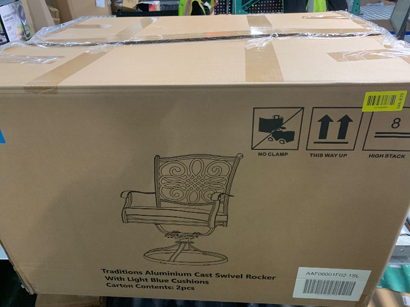 Photo 1 of ***FACTORY SEALED*** Set of 2 Cast Aluminum Outdoor Patio Swivel Dining Chair with blue Cushion

